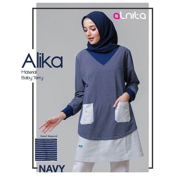 ATASAN MUSLIMAH ALIKA BY ALNITA ORI / ATASAN TUNIK ALNITA ALIKA ( NAVY, PINK, TURQUISE )