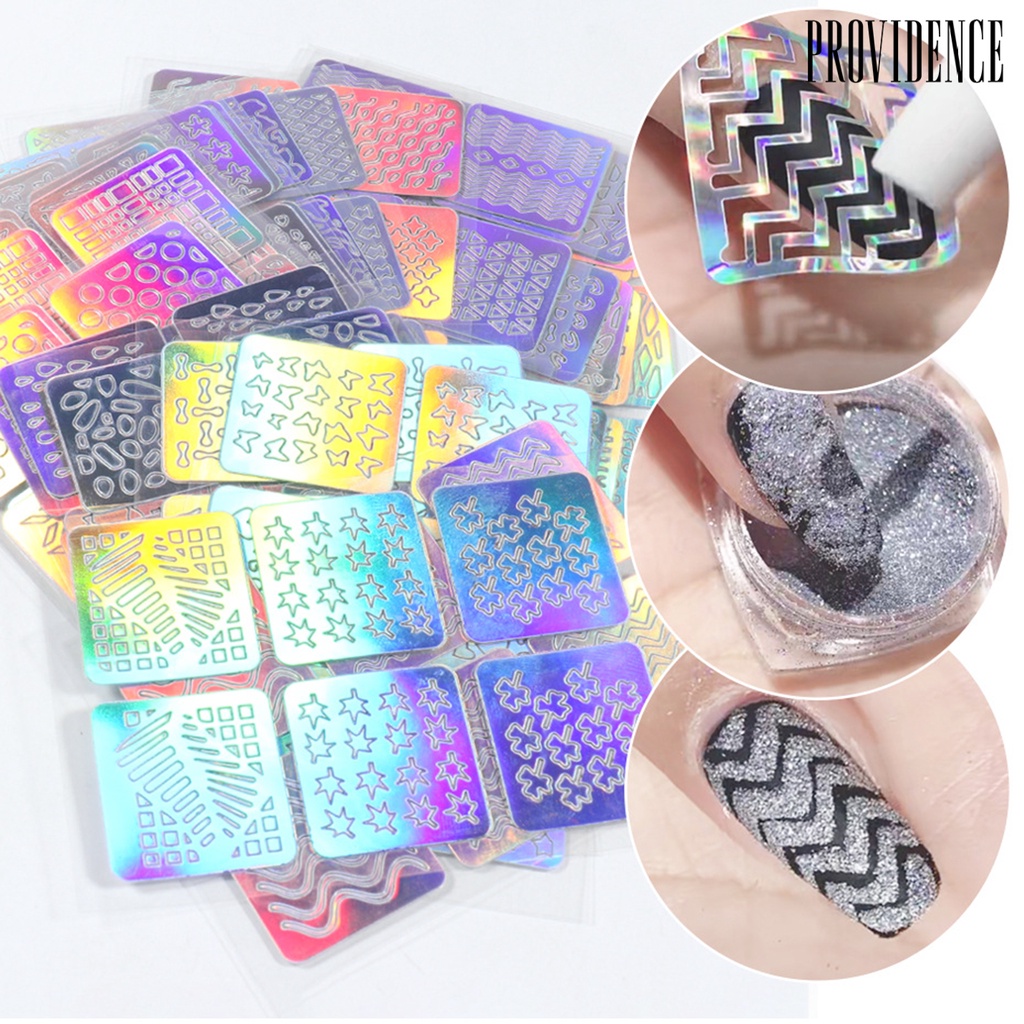 Providence 24Pcs/Set Nail Template Various Patterns Nail Art Making Lightweight Nail Vinyls Irregular Grid Stencil Polish Transfer Tools for Women