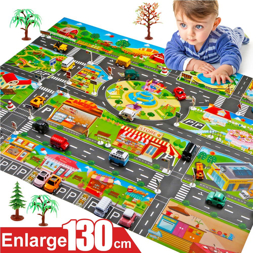 Mainan Lego Anak Children Play Mats House Traffic Road Signs Car Model Parking City Scene Map New
