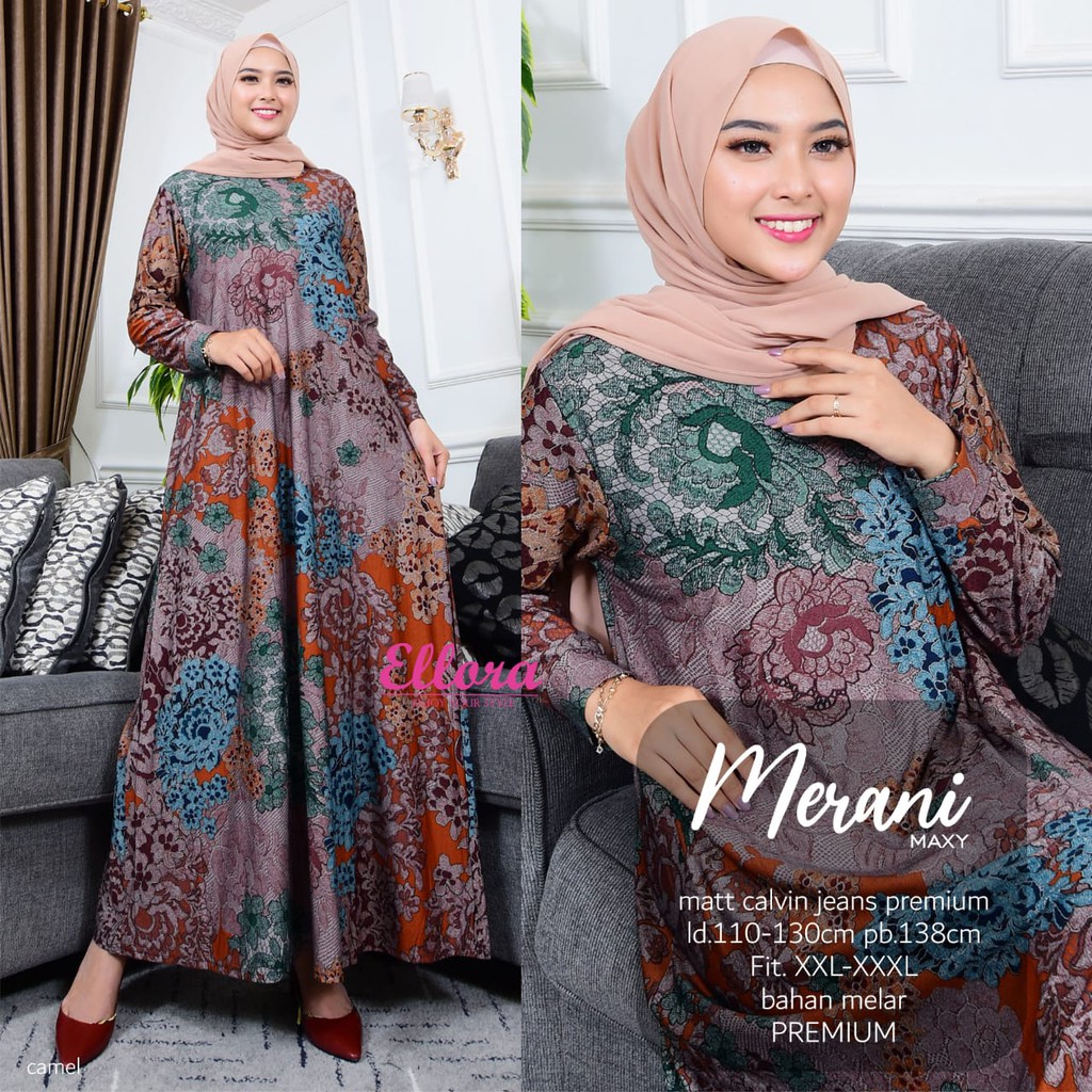 Gamis Super Jumbo / Gamis LD 140 / Gamis Bahan Adem / Gamis Wanita Ukuran XXL / Gamis Jumbo Motif