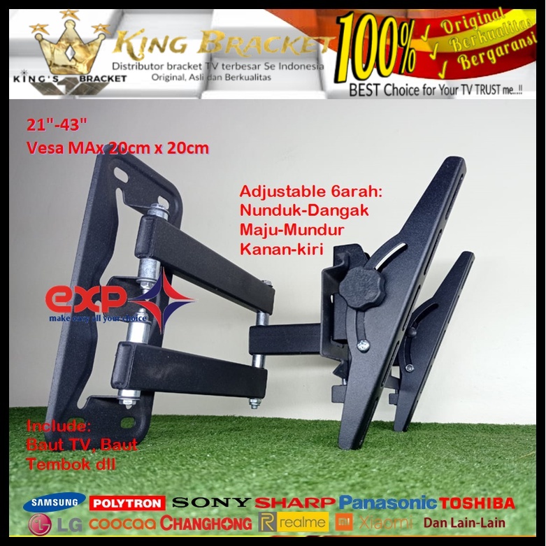 Bracket TV LG 14 s/d 43 inch 6 ARAH FULL BESI SUPER KOKOH GARANSI 100% ORI