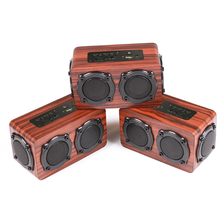 SPEAKER BLUETOOTH FM RADIO MICRO SD USB DESIGN KAYU S409 COKLAT