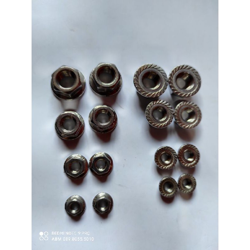 Mur Payung Flange Nut M10 atau Mur 14 Drat Halus