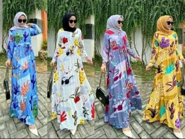 Gamis Motif Kaktus Bahan Rayon Premium