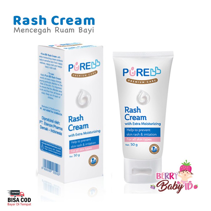 PureBB Rash Cream Bayi Ruam Susu Popok Iritasi ASI Keringat Pure BB Berry Mart