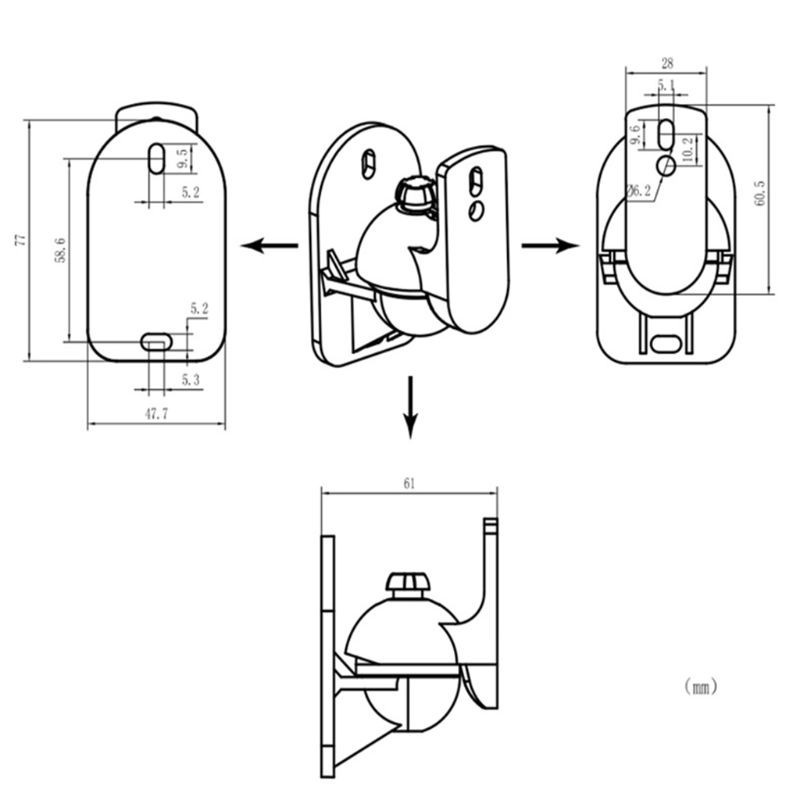 btsg 1Set Universal Satellite Speaker Wall Mount Bracket Ceiling Stand Clamp with Adjustable Swivel and Tilt Angle Rotation for Sony Speakers