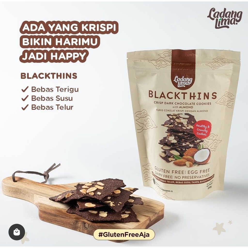 LADANG LIMA Blackthins / Cheesethins - Healthy Cookies Gluten Free / Biskuit Sehat Anak / Snack Diet