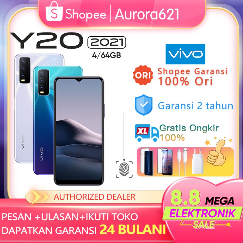 VIVO Y20 RAM 4GB ROM 64GB GARANSI RESMI Handphone vivo hp vivo y20