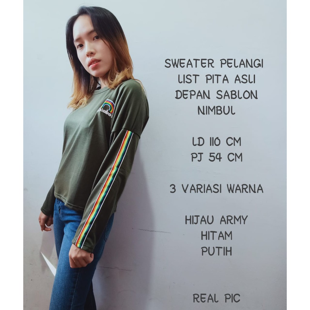 Sweater Pelangi / Rainbow [List Asli + Sablon Timbul]