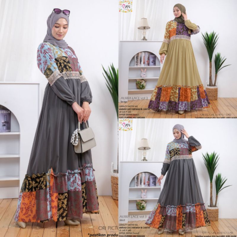 Gamis Muslim Dres AURA LACE VOL 3 By Rins Hijab