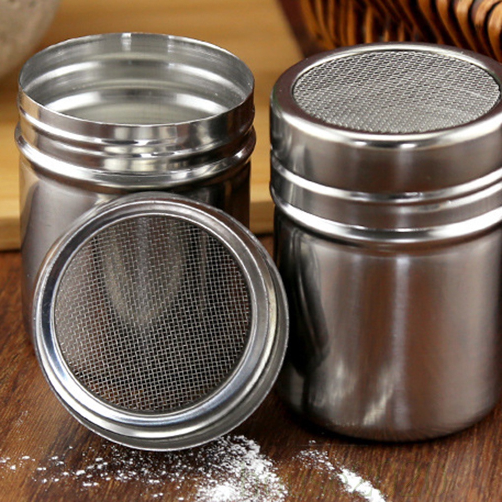 [house2020]Stainless Steel Coffee Powder Dredger Icing Sugar Salt Shaker Cocoa Cinnamon Flour Mesh Sifter Sprinkler