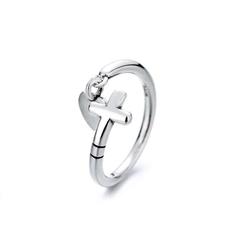 Cincin Model Rantai Silang Terbuka Bahan Stainless Steel Gaya Hip Hop Punk Korea Untuk Perhiasan