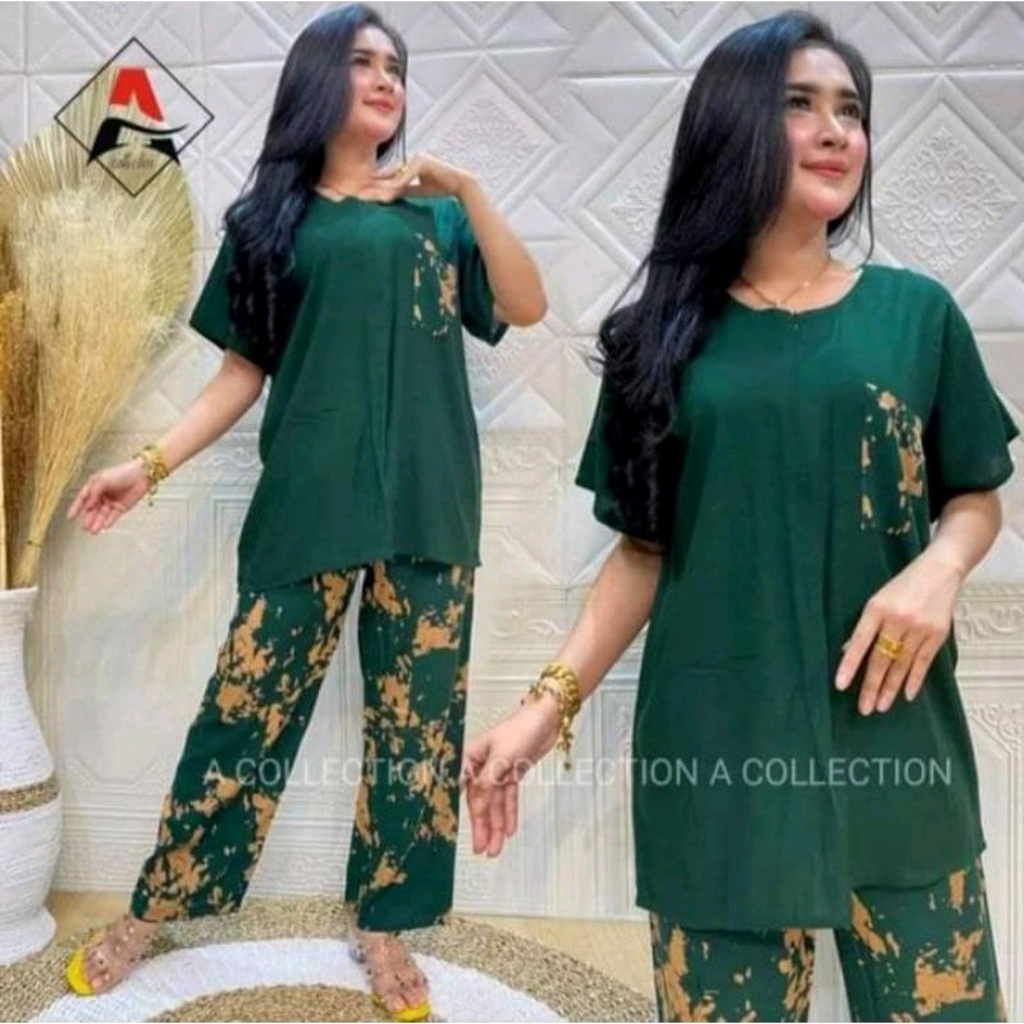 ANNAJA IZOORA SET SETELAN rayon diamond set wanita new