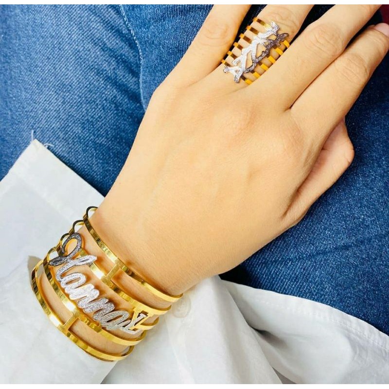 gelang titanium / set perhiasan / grlang tangan / gelang wanita titanium anti karat gelang jumbo & c