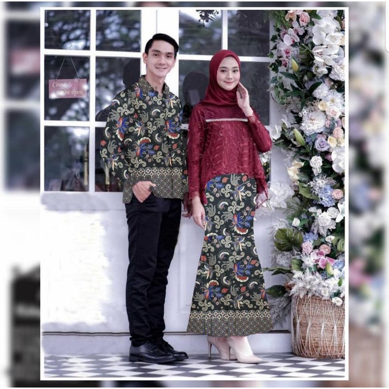 Baju Kondangan Muslim Wanita Cowok/Couple Kapel/ kebaya batik cp titian kondangan brukat batik murah