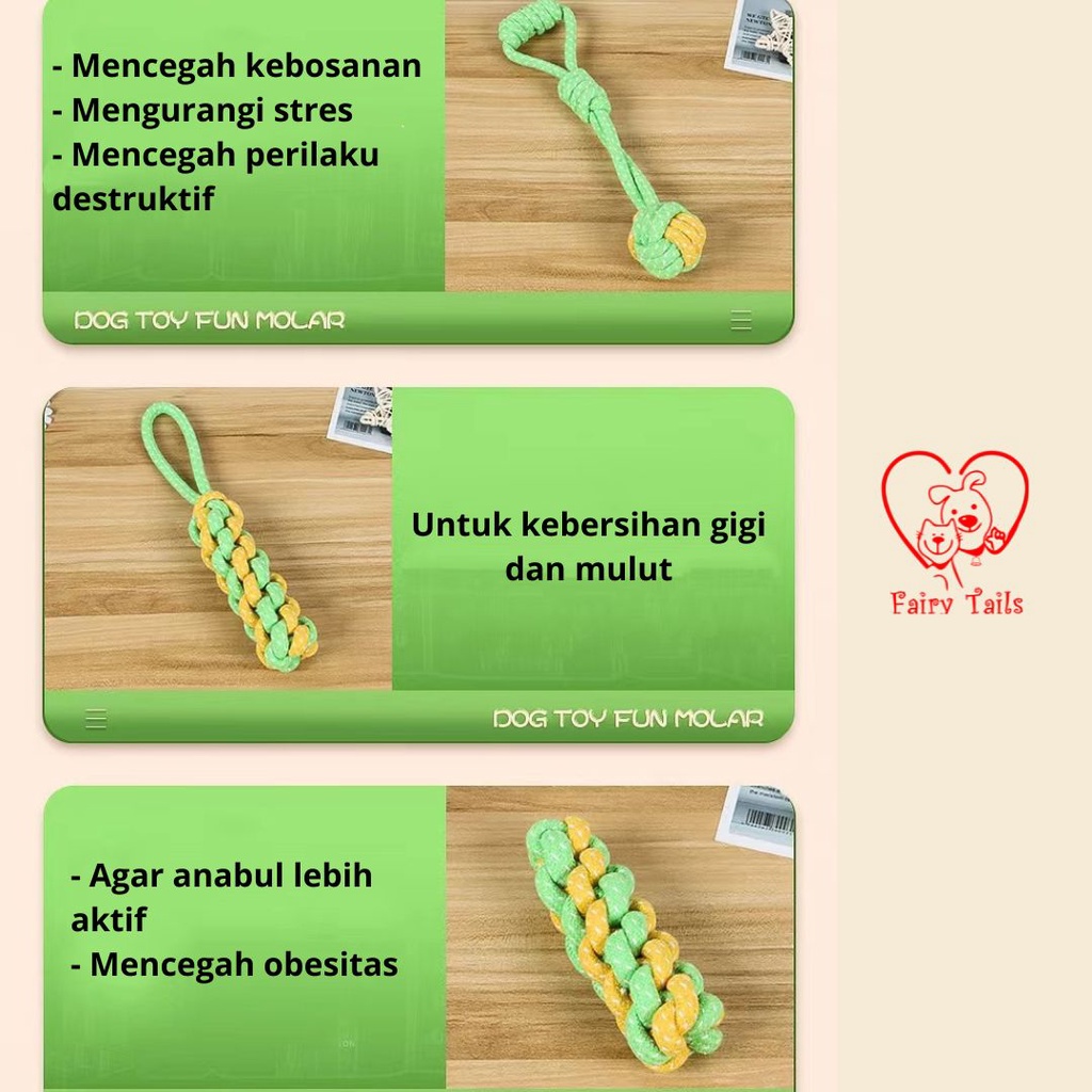 Mainan Gigit Gigitan Anjing Anabul Tali Tambang Bola Rajut / Tug of War Rope Ball Toy for Dog Pet