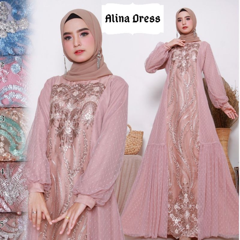 OZIAS Gamis brokat Dress brokat tile/Gamis pesta brukat tulle premium, dress brukat bordir
