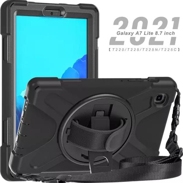 Samsung Tab A7 Lite 2021 8.7 Inch T225 Strap Case Rugged Rubber Hybrid (Sale)