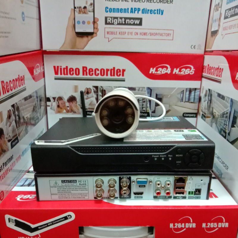 PAKET CCTV DVR 4 CHANNEL WIFI 2560P DENGAN 1 CCTV AHD 5MP 1080P KOMPLIT