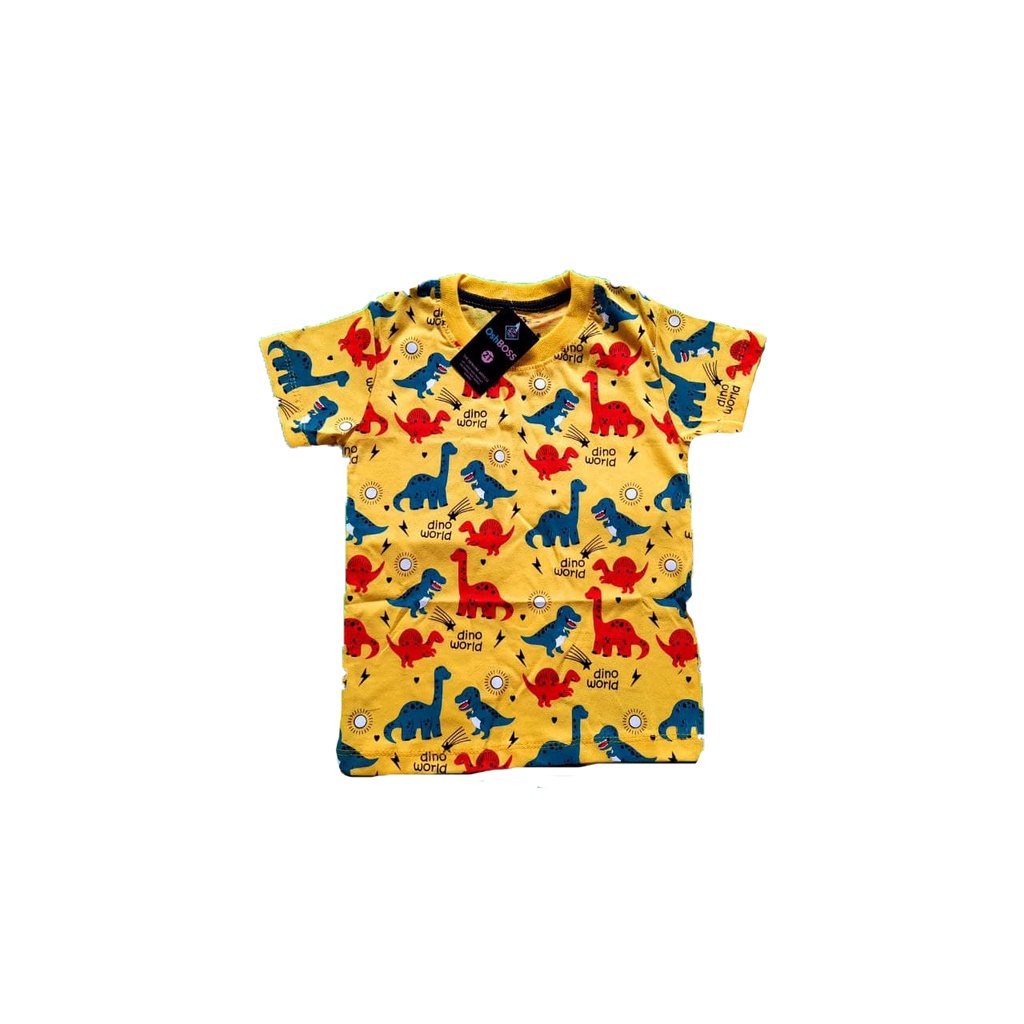 KAOS ANAK DISTRO MOTIF KARAKTER grosir pakaian kaos anak cowo cewe combed 30s karakter motif Dino-1
