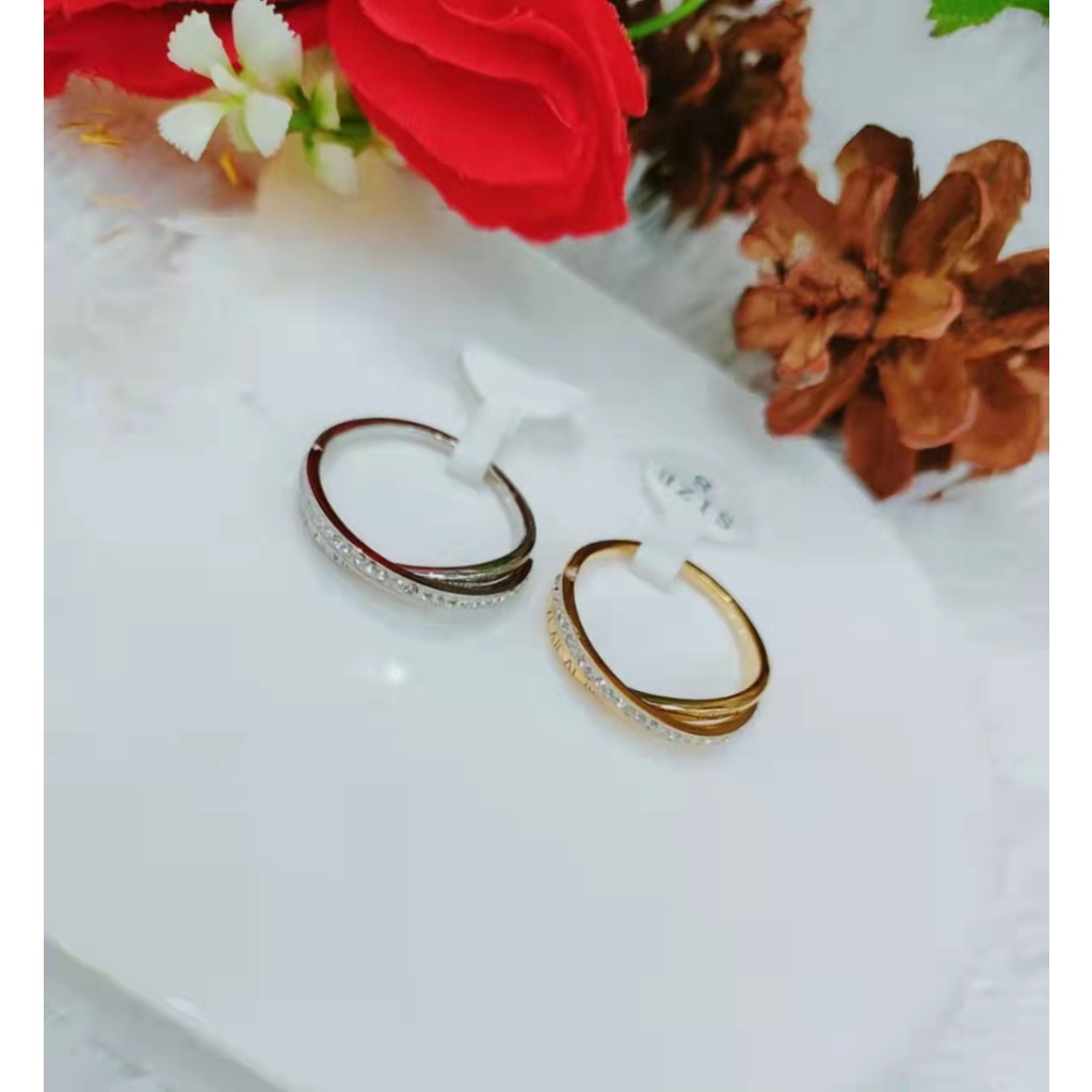 Cincin  Titanium Permata Perhiasan Fashion 1241-1242