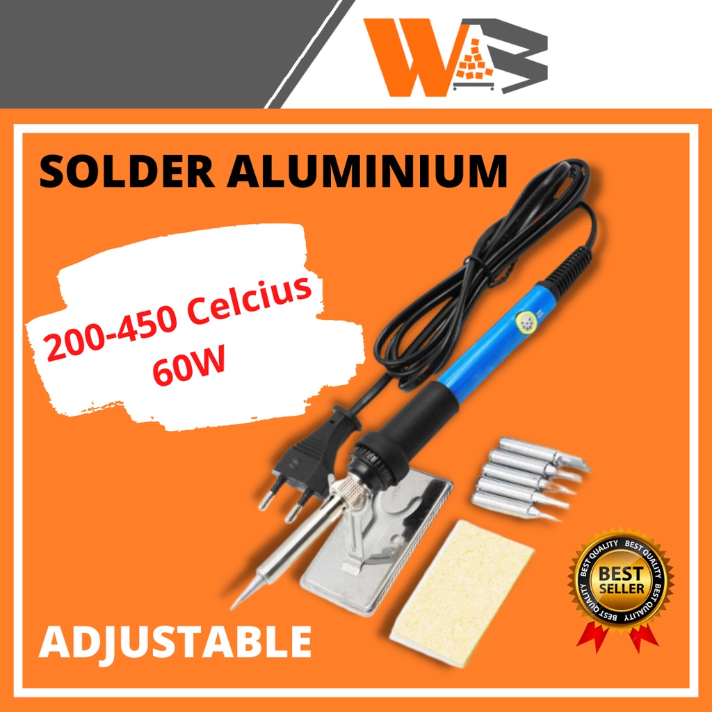 COD Solder 60 Watt Listrik Adjustable Temperature 200 - 450 Celcius Timah Iron 60W Gratis 5 Tips Bisa Sesuaikan Temperatur C91