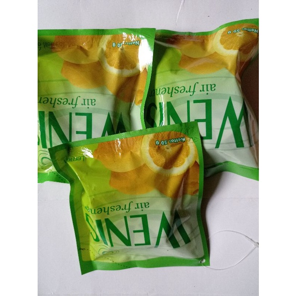 Wenis Pengharum Pewangi Ruangan Kamar Gantung Mobil Air Freshener Jeruk Lemon Murah Grosir 50 gr