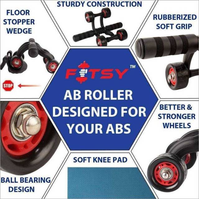 Ab Wheel Ab Roller 4 Wheel Alat Sit up Alat Bantu Gym ABS Otot Perut Lengan Fitness Roda Yoga