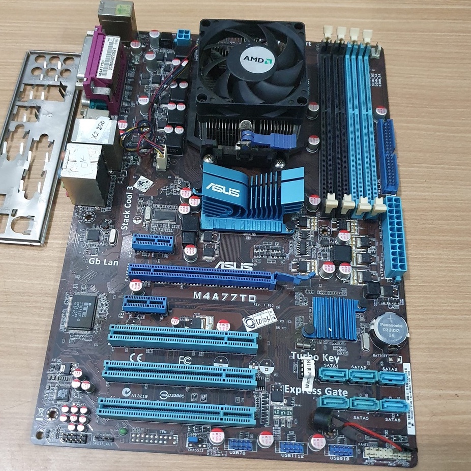 Paket Mobo AMD Asus AM3 seri M4A77TD plus AthlonII x2 250 + fan