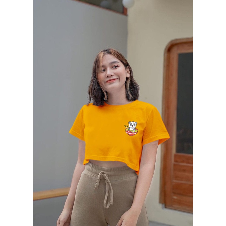 Flava_store - Crop Top Kaos Bear Mangkok Murah Wanita