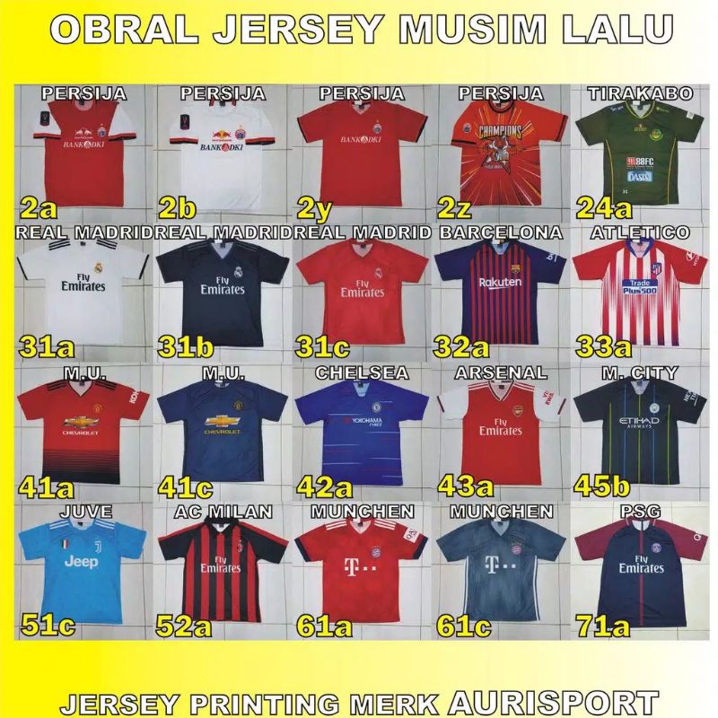 JERSEY PRINTING MUSIM LALU MERK AURI SPORT