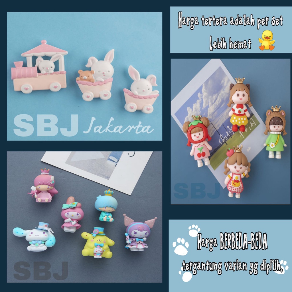 PAKET PER SET Magnet kulkas / Souvenir magnet Mario bros Astronot Bear Duck Sanrio Sun gokong Kaktus Demon slayer