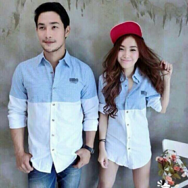 KEMEJA COUPLE  BAJU  PASANGAN COUPLE  KOREA RIOVI SALUR 