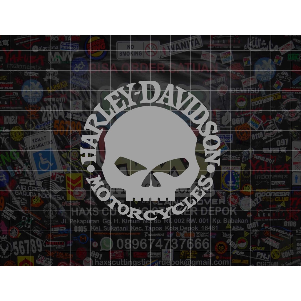 Cutting Sticker Harley Davidson Skull Ukuran 7 Cm