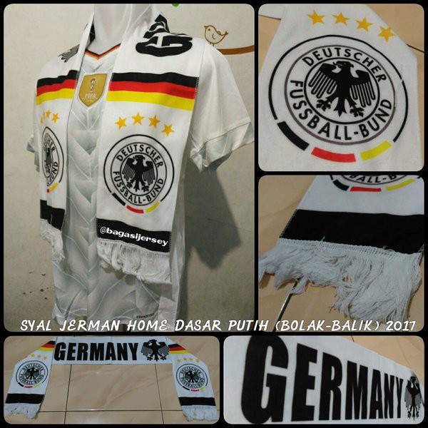 Syal Negara Timnas Jerman-Germany Home Warna Dasar Putih Bolak-balik 2 sisi 2017 Berkualitas