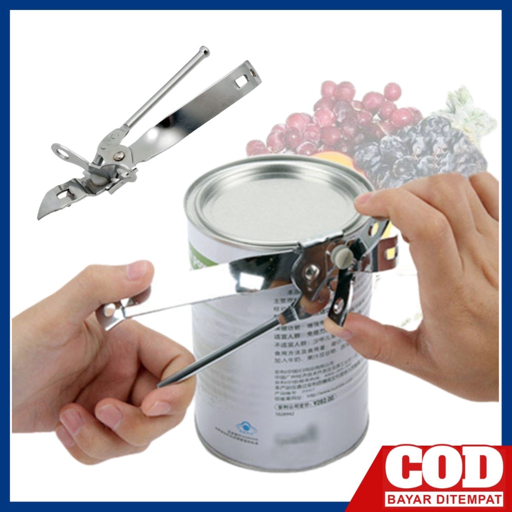 CAN OPENER PEMBUKA KALENG &amp; TUTUP BOTOL PUTAR STAINLESS STEEL - HHD-202