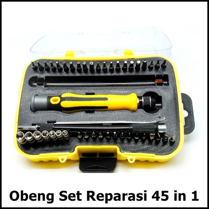 Obeng Set Reparasi 45 in 1 Tool Kit Plus Pinset dan Box