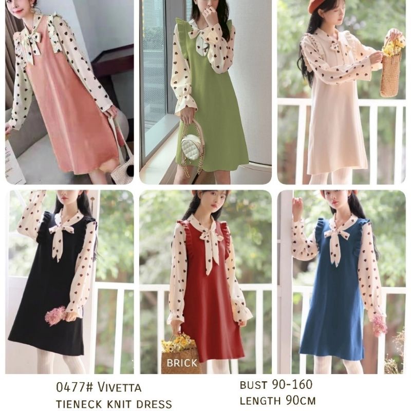 MDLV ~ 0477 VIVETTA TIENECK KNIT DRESS KOREA IMPORT DRESS CANTIK DRESS RAJUT PREMIUM FASHION IMPORT