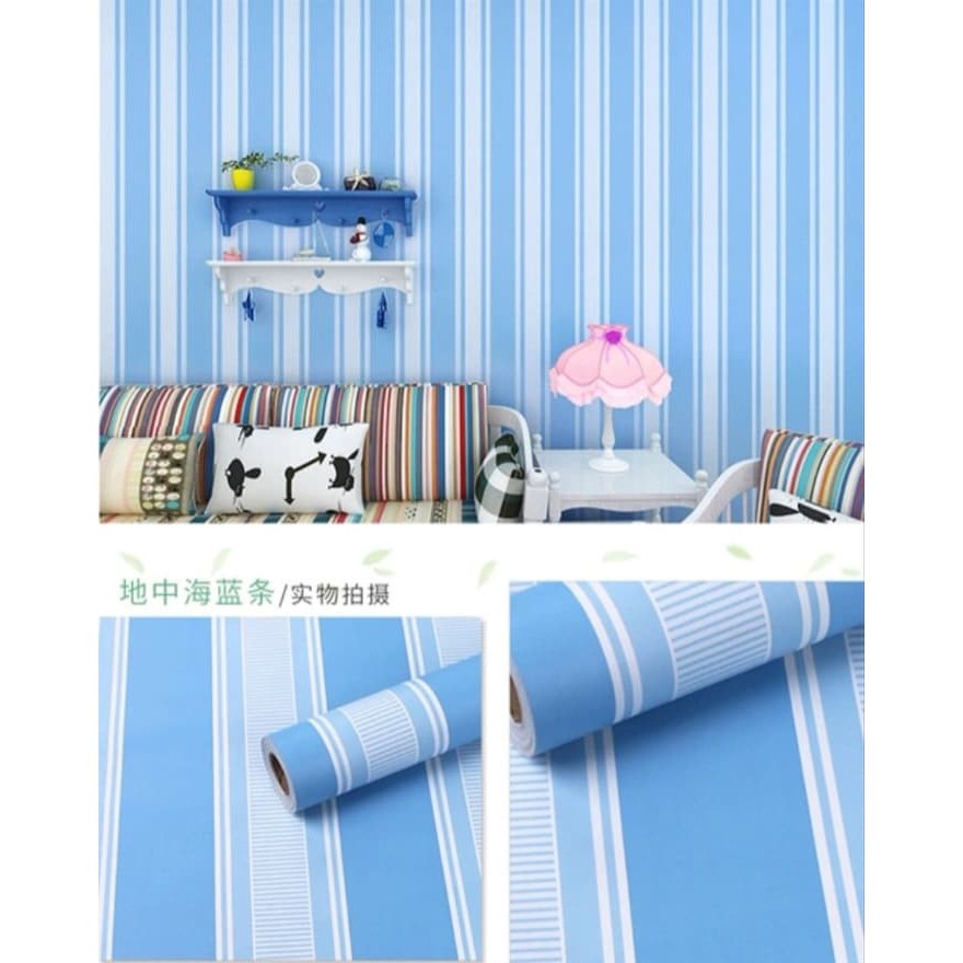 Wallpaper Dinding Motif Salur Biru