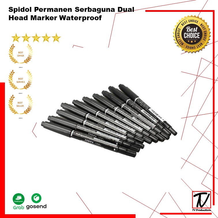 Spidol Permanen Serbaguna Dual Head Marker Waterproof 10 PCS