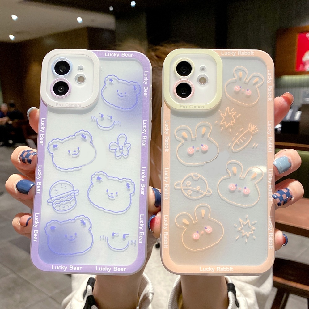 Soft Case TPU Shockproof Motif Kartun Beruang Untuk iPhone 13 Pro Max 11 12 Pro X XS Max 7 8 Plus SE 2020