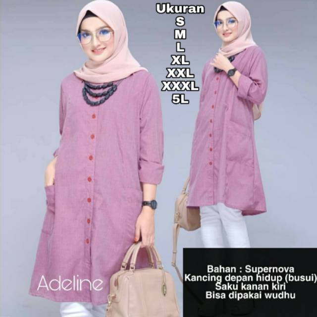 Adeline Tunik Big Size Ukuran Size S M L XL 2XL 3XL 4XL XXL XXXL  XXXXL 2L 3L 4L 5L Tunik Wanita Jumbo Big Size Over Size