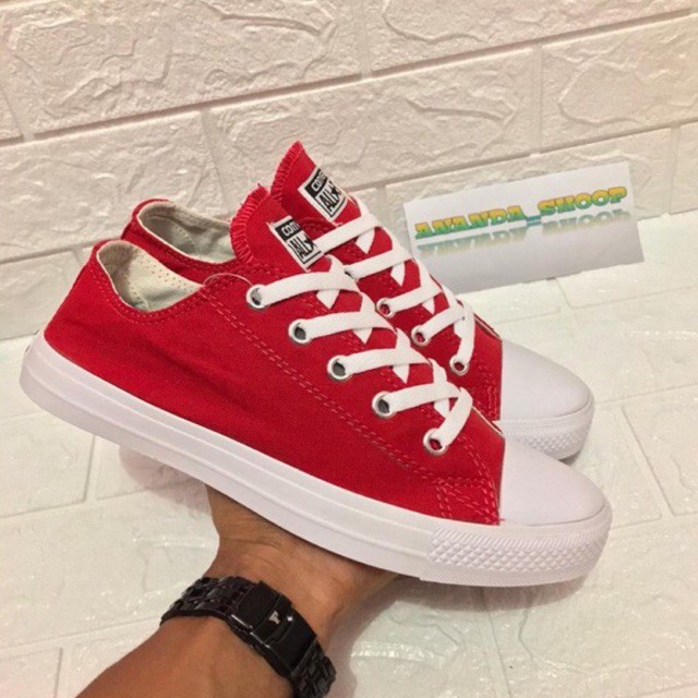 sepatu sneaker converse merah  heigh/low +box