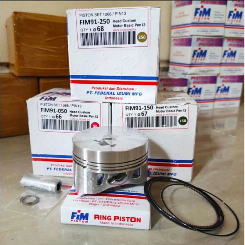 Piston Seher Seker FIM 65.5 66 66.5 67 67.5 68 mm - Jupiter - PIN PEN 13 - Mentah Bore Up Dome FIM91-1