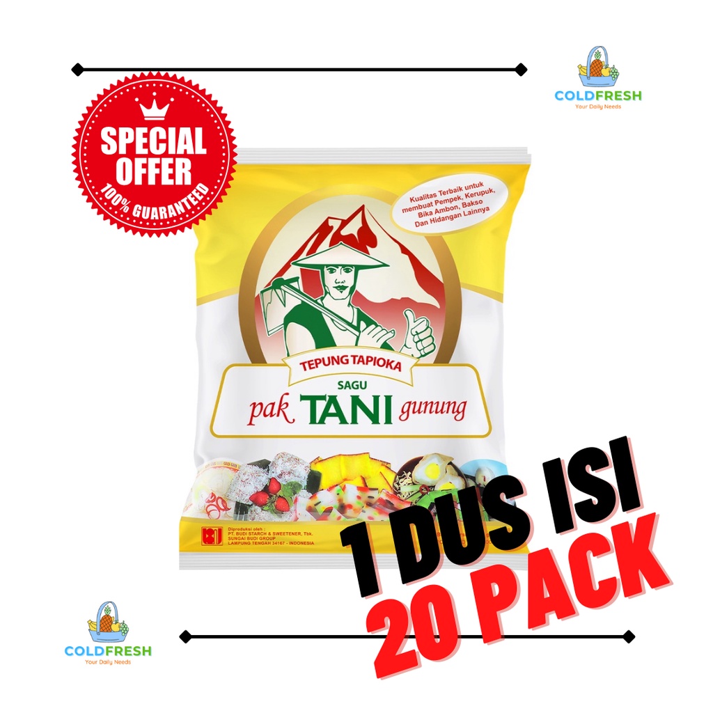 

1 DUS TEPUNG TAPIOKA SAGU PAK CAP TANI GUNUNG 500 GRAM ( ISI 20 PACK)