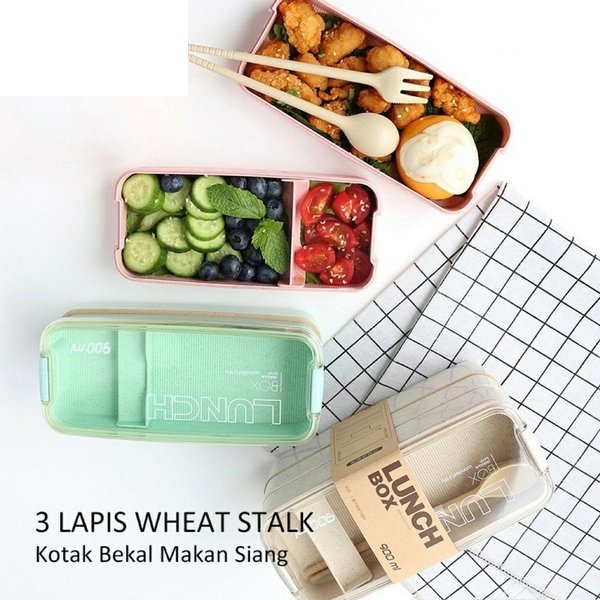 Lunch Box Set 3 Susun - Kotak Makan Anti Tumpah