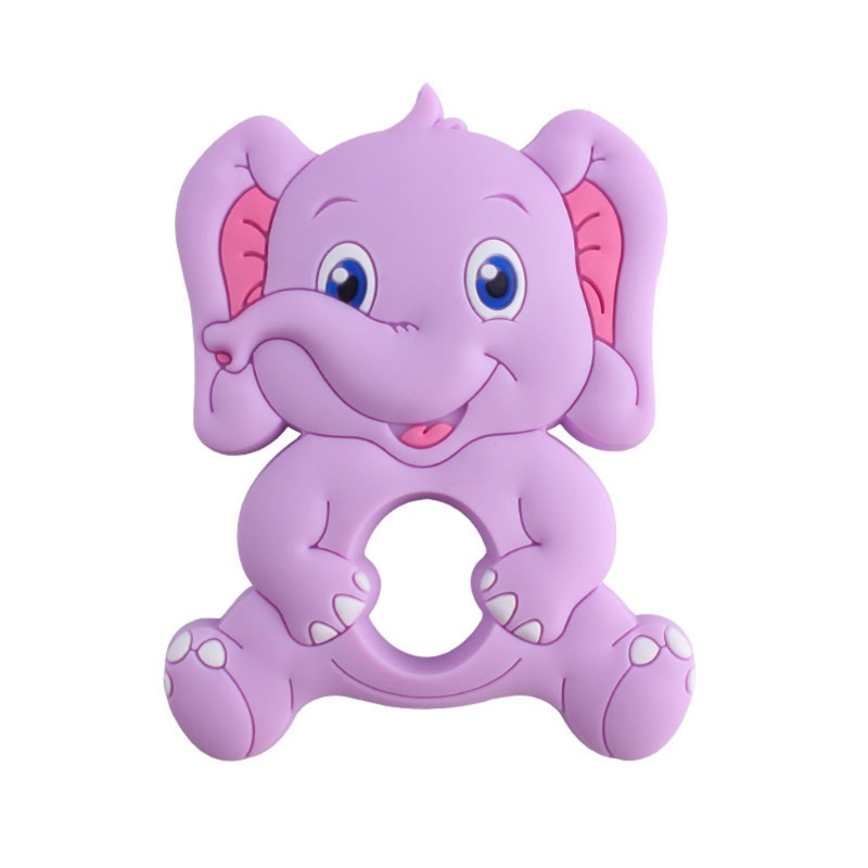 Mary Mainan Teether Bentuk Gajah Kartun Bahan Silikon Untuk Bayi