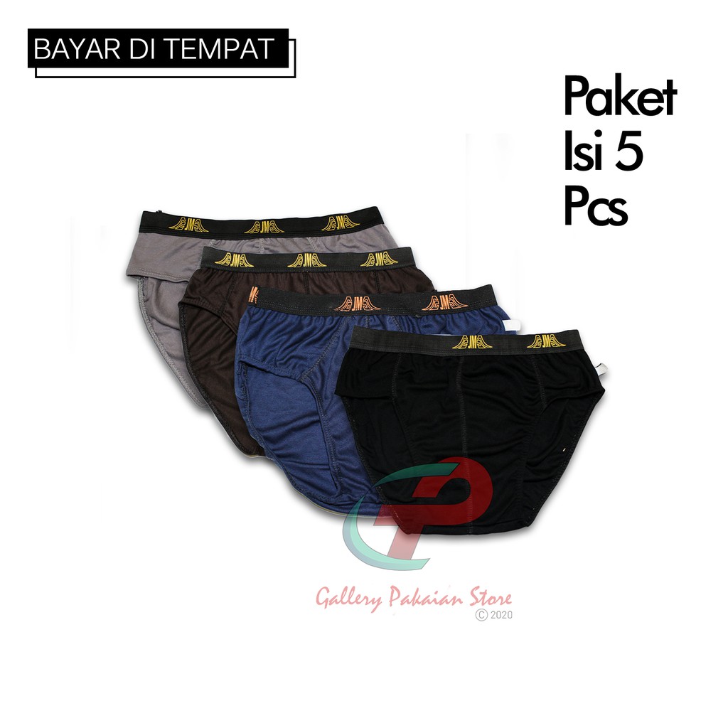 CELANA DALAM PRIA DEWASA JUMBO ISI 5 PCS BAHAN KATUN CELEMPAK PRIA SLEMPAK COWOK CELANA DALAM JUMBO