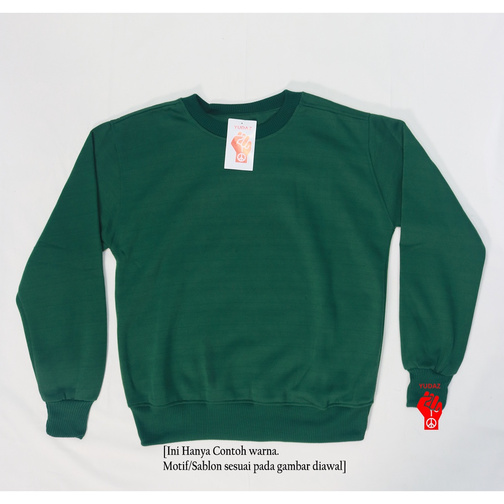 YUDAZ Basic Sweater Broken Vibes Size M-XXL (Pria & Wanita)-HIJAU BOTOL