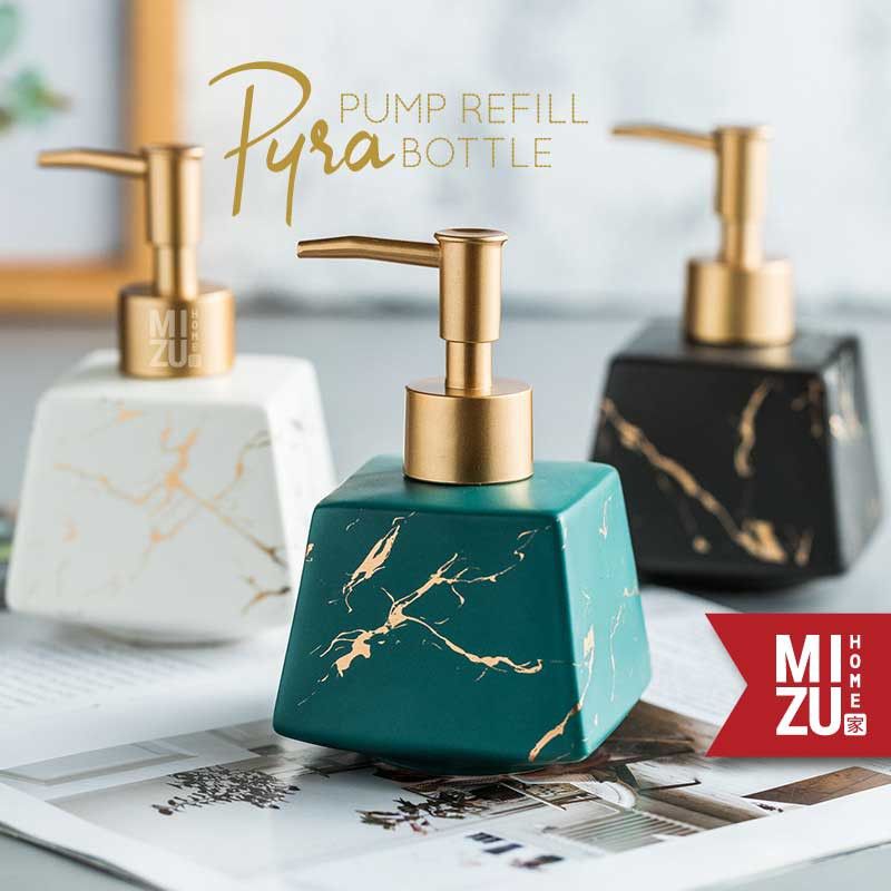 PYRA Refill Pump Bottle Marble Motif Ceramic Soap Dispenser Botol Sabun Cair